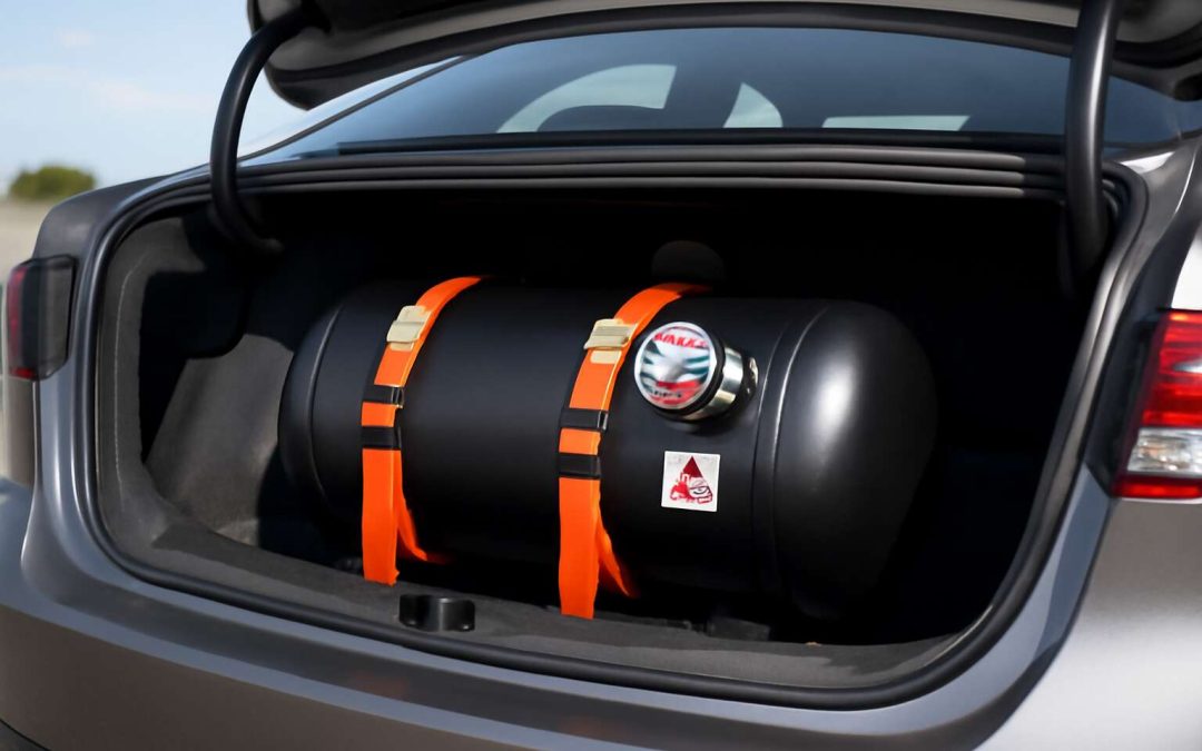 gas bottle in car