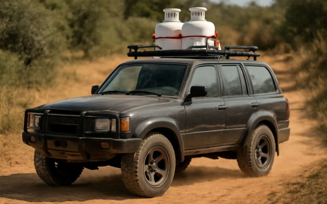Ride ready with the gas bottle holder for roof rack that keeps cylinders secure.